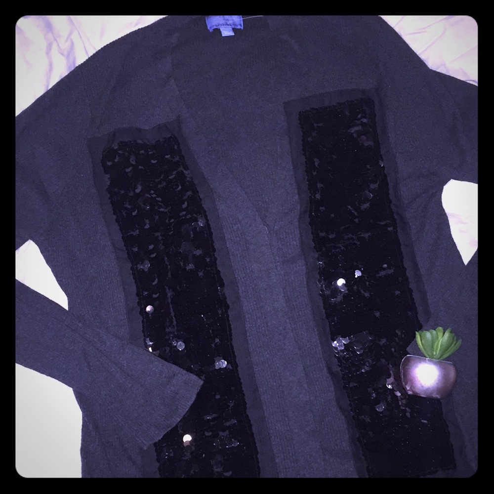 Simply Vera Vera Wang Heather Gray sequin cardigan